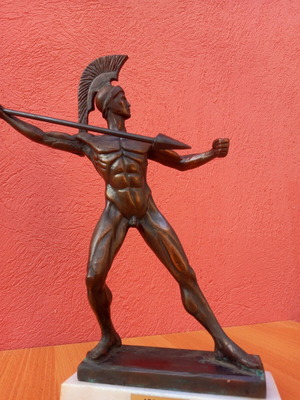 Leonidas sculpture used, tin on marble base