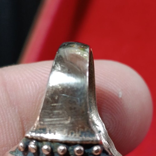 Ring with multicolored stones used, gold color, size 59