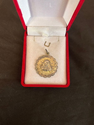 Silver Christian pendant with Virgin Mary used