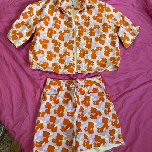 Zara 90’s style set like new, white and orange