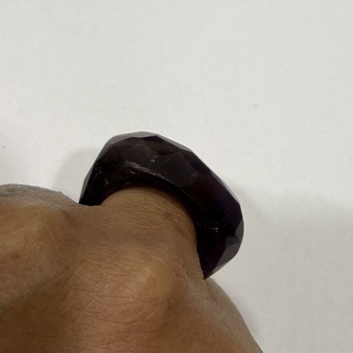 Amethyst ring carved from solid natural stone, size 59