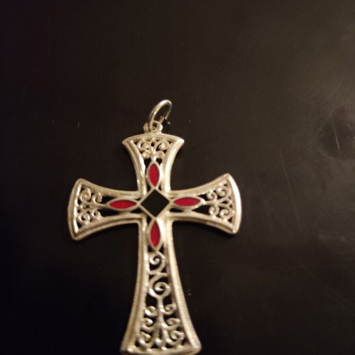 Silver cross 925 handmade with enamel new