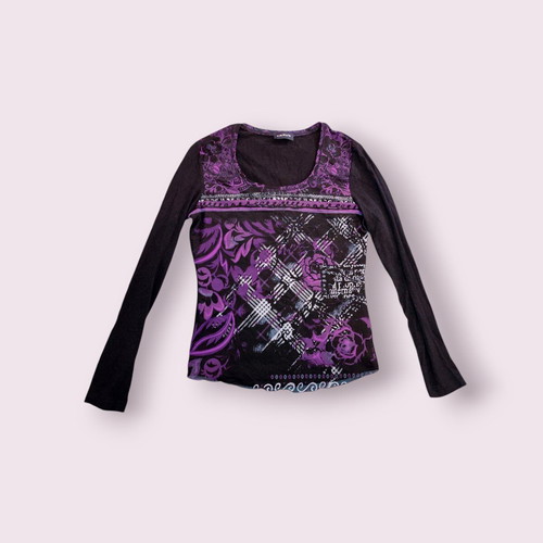 Whimsigoth long sleeve top Taifun like new, black and purple