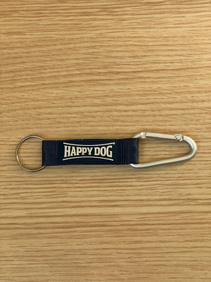 Happy dog keychain new, blue and silver