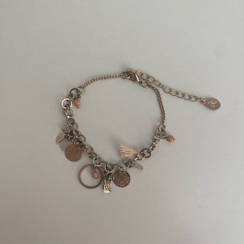 Accessorize bracelet with charms in pink and gold, like new