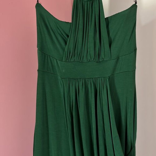 Green halter dress with draped detail size M like new