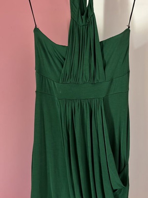 Green halter dress with draped detail size M like new