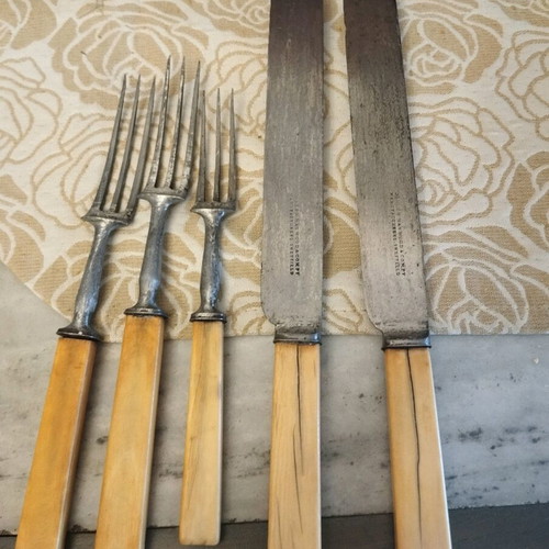 Sheffield Cutlery Set used, Victorian era, 5 pieces, England