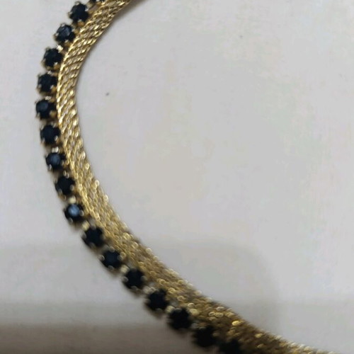 Vintage Riviera Necklace used, gold with black stone