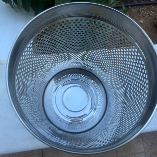 Large nickel-plated office trash bin, like new, 14 liters