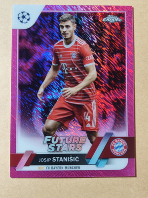 Josip Stanisic 2022-23 Topps Chrome UEFA Future Stars ροζ λάμψη κάρτα