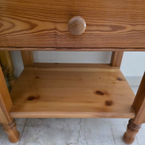 Nightstand made of Swedish wood like new with glass top protection