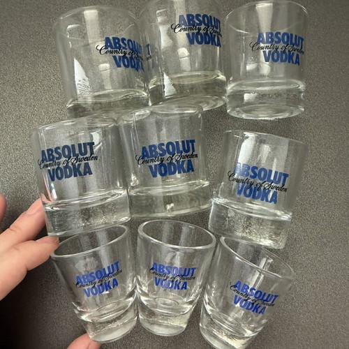 Absolut shot glasses, pack of 9, 2 types
