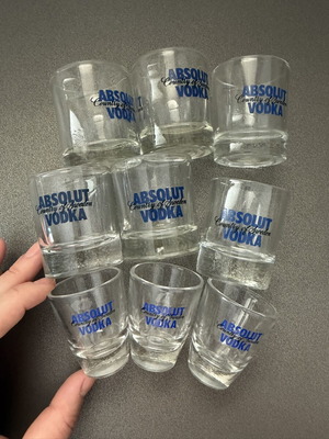Absolut shot glasses, pack of 9, 2 types