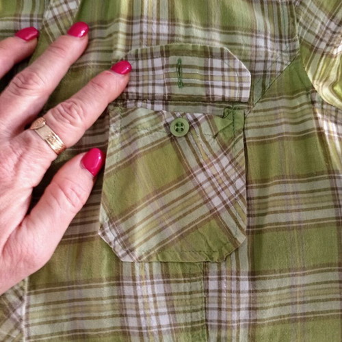 Colours of the World women's plaid shirt XL used, green with pockets