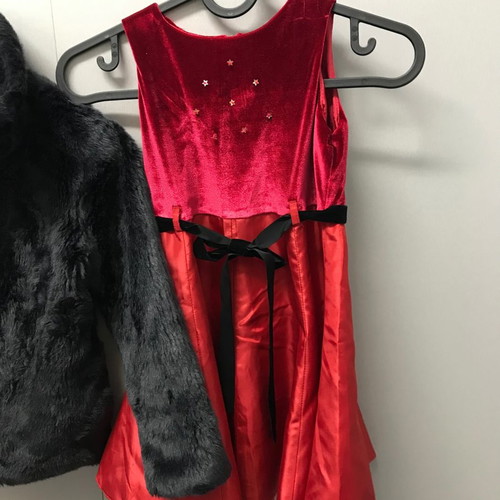 Pepe Jeans fur jacket and dress set used for girl 5-6 years old