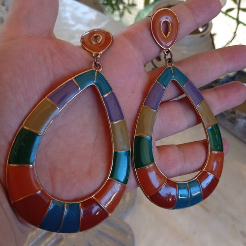 Boho large colorful earrings