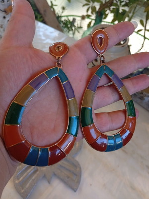 Boho large colorful earrings