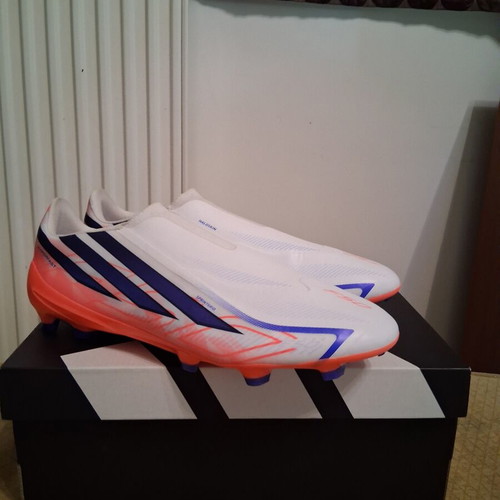 Adidas F50 Hyperfast Pro Laceless FG/AG football boots, size 42.5, white and red