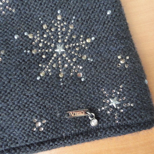 Italian Vizio Collezione hat like new with Swarovski crystals, black