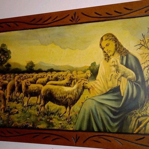 Jesus painting frame used, 85x46 cm