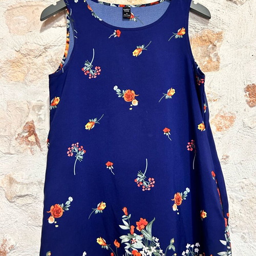 Emery Rose Blue Floral Midi Dress, Size S, Sleeveless