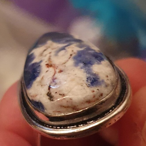 Sodalite Silver Plated Ring New, Size USA 9, Handmade
