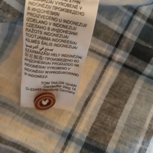 Tom Tailor shirt with short sleeves size M like new, white and blue