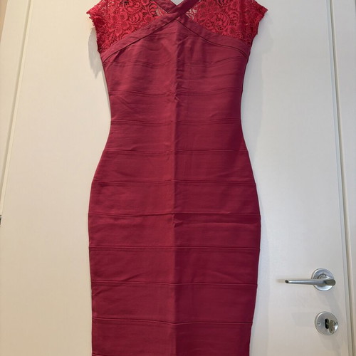 Asos pink midi dress bandage lace details like new, size S