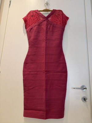 Asos pink midi dress bandage lace details like new, size S