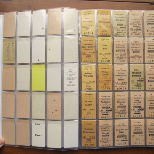 Swiss railway ticket collection used, 400 pieces with 2 holders