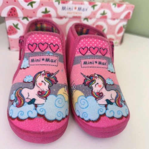 Mini Max kids anatomical slippers No. 23 like new, pink with unicorn