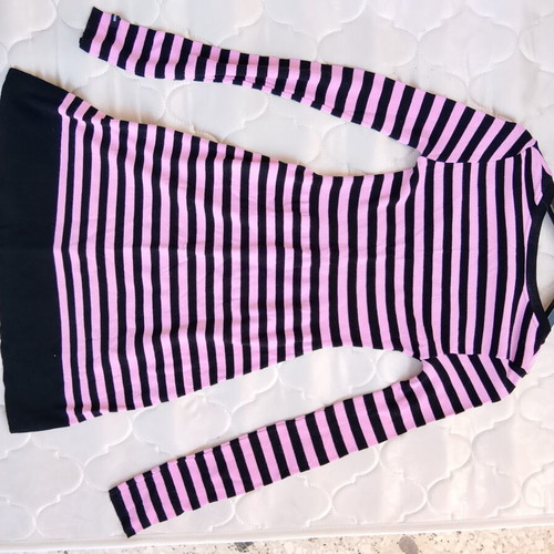 Denny Rose long-sleeve dress, black and pink, size XS-S