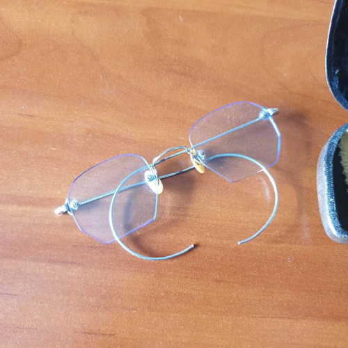 Prewar myopia and astigmatism glasses with case used