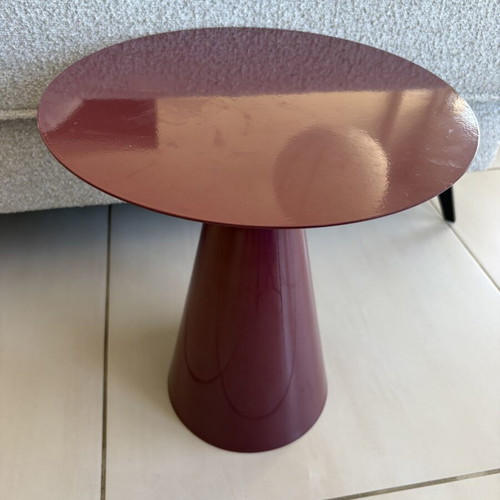 Metal round side table, bordeaux, 35cm diameter, 39cm height