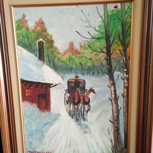 Dora Bouki oil painting like new with large frame