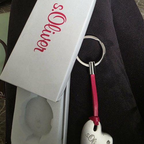 S.Oliver keychain new heart-shaped red and silver