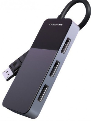 CABLETIME Splitter DisplayPort σε 3x DisplayPort DMDF3 8K 0.15m μαύρο νέο