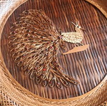 Vintage Boho Wall Decor 43cm Handmade Rattan Peacock