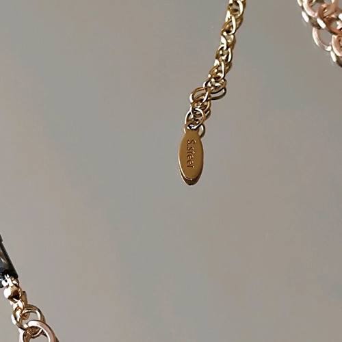 Steel handmade necklace like new, blue and gold