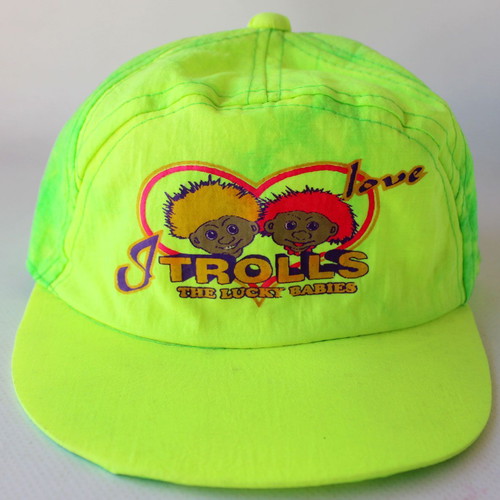 Vintage 90's Lucky Troll Kids Hat phosphorescent new