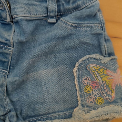 Lc Waikiki girls' set pink T-shirt and blue denim shorts like new, 92-98 cm