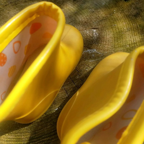 Yellow shoes used for decorative purposes