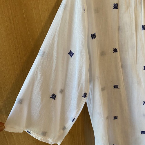 Semi-transparent embroidered shirt XL, white and blue, new