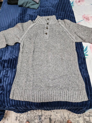 Men's Thick Sweater Used XL Grey Melange With High Collar