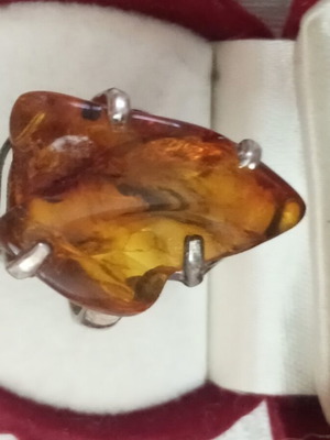 Silver 925 ring with Russian amber, size 54-55