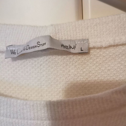 White knitted Helmi blouse with bell sleeves, size L, like new