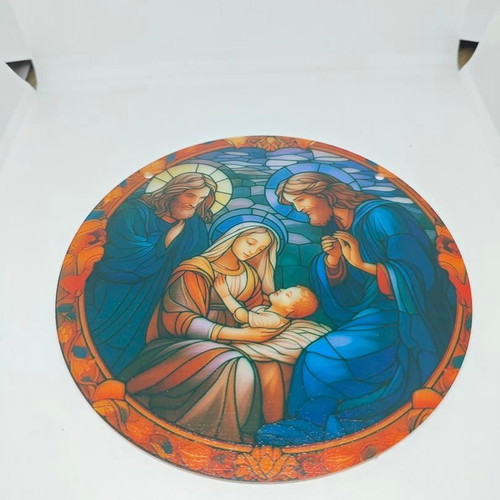 Acrylic Decorative Disc Nativity Scene 15cm like new