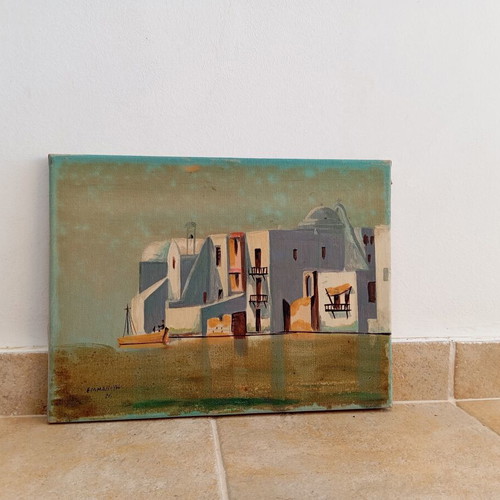 Oil painting on canvas used, island theme by Emmanouil 30x40