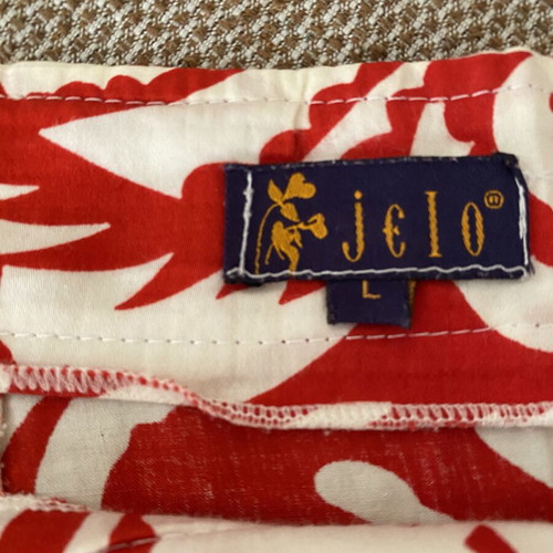 Jelo summer midi skirt floral pattern red and white size L